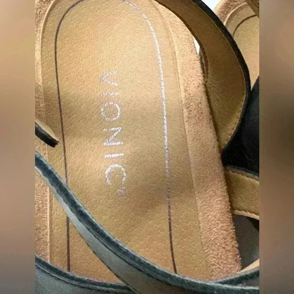 Vionic Clarisa Raffia Wedge Sandals Concealed Ortho Size 9 Black Leather - Picture 11 of 11